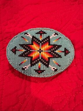 Turquoise Beaded Starburst Belt Buckle